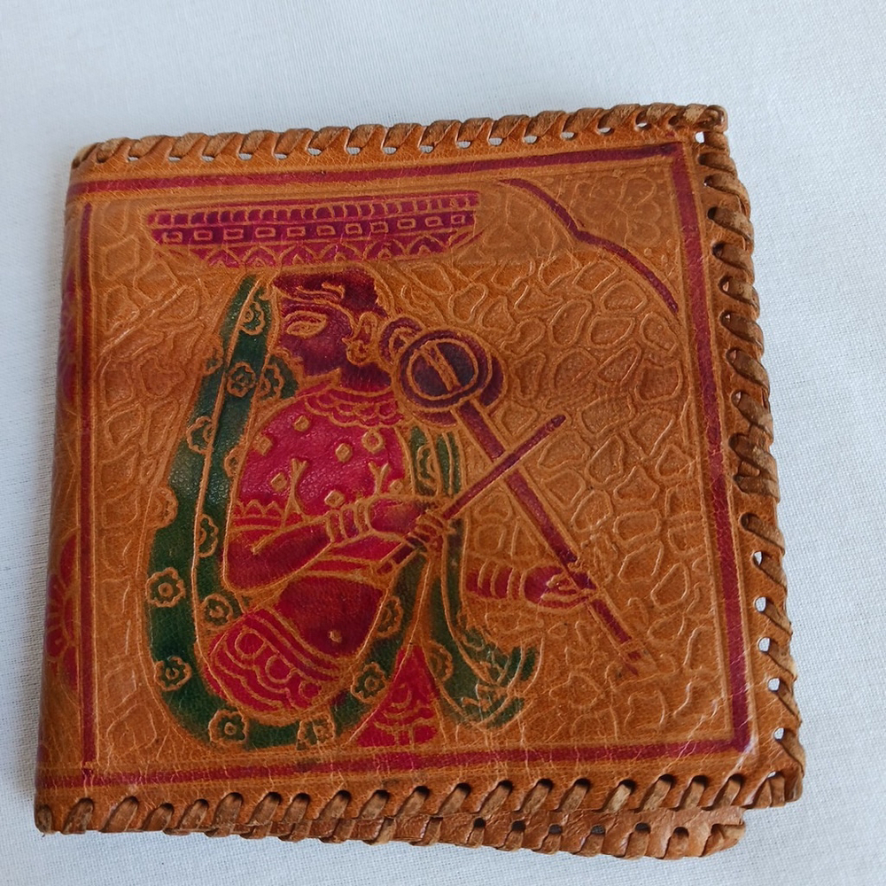 Vintage Brown Leather Wallet Embossed India